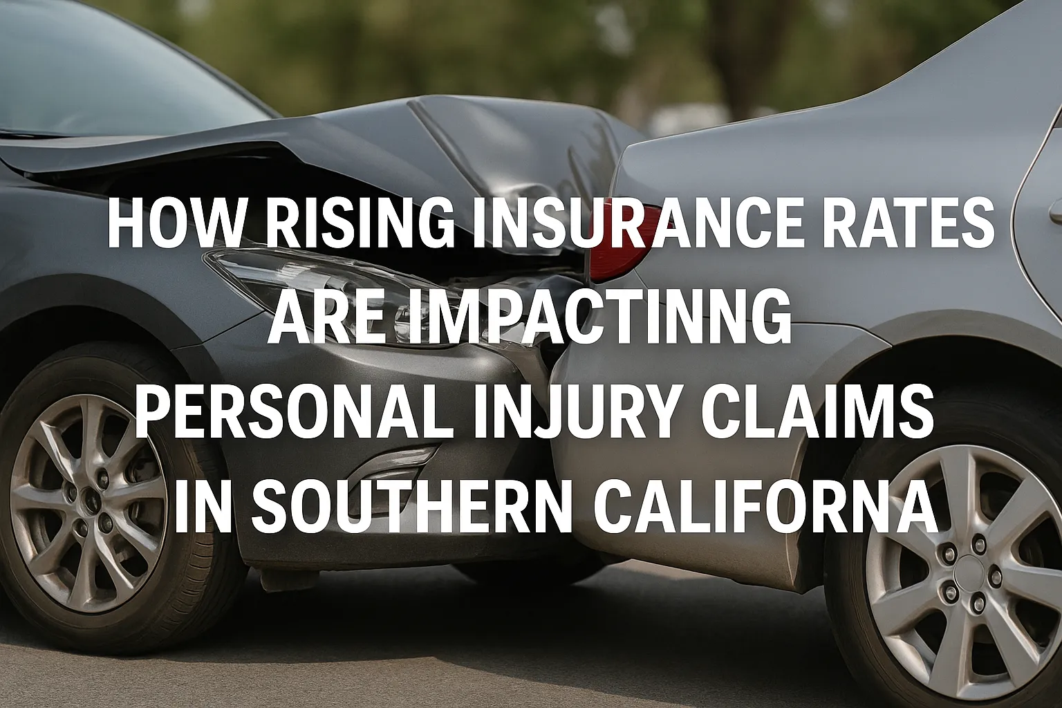 Rear-end car accident involving two vehicles in Southern California, illustrating personal injury claim issues due to rising insurance rates.