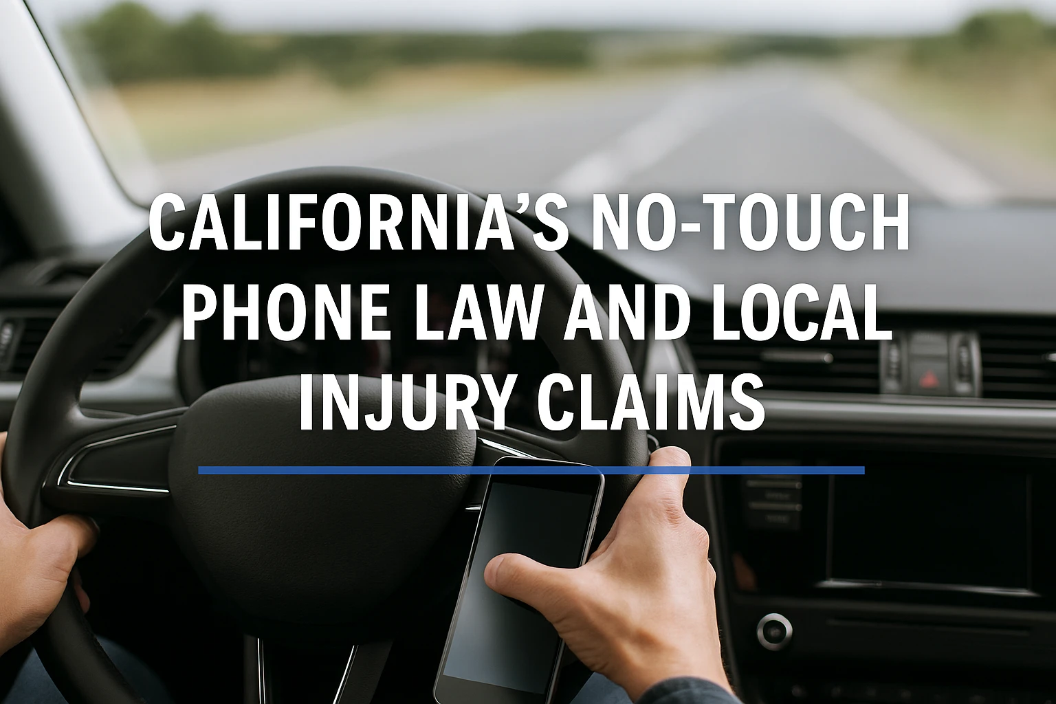 Driver on phone while driving, referencing California’s new no-touch phone law